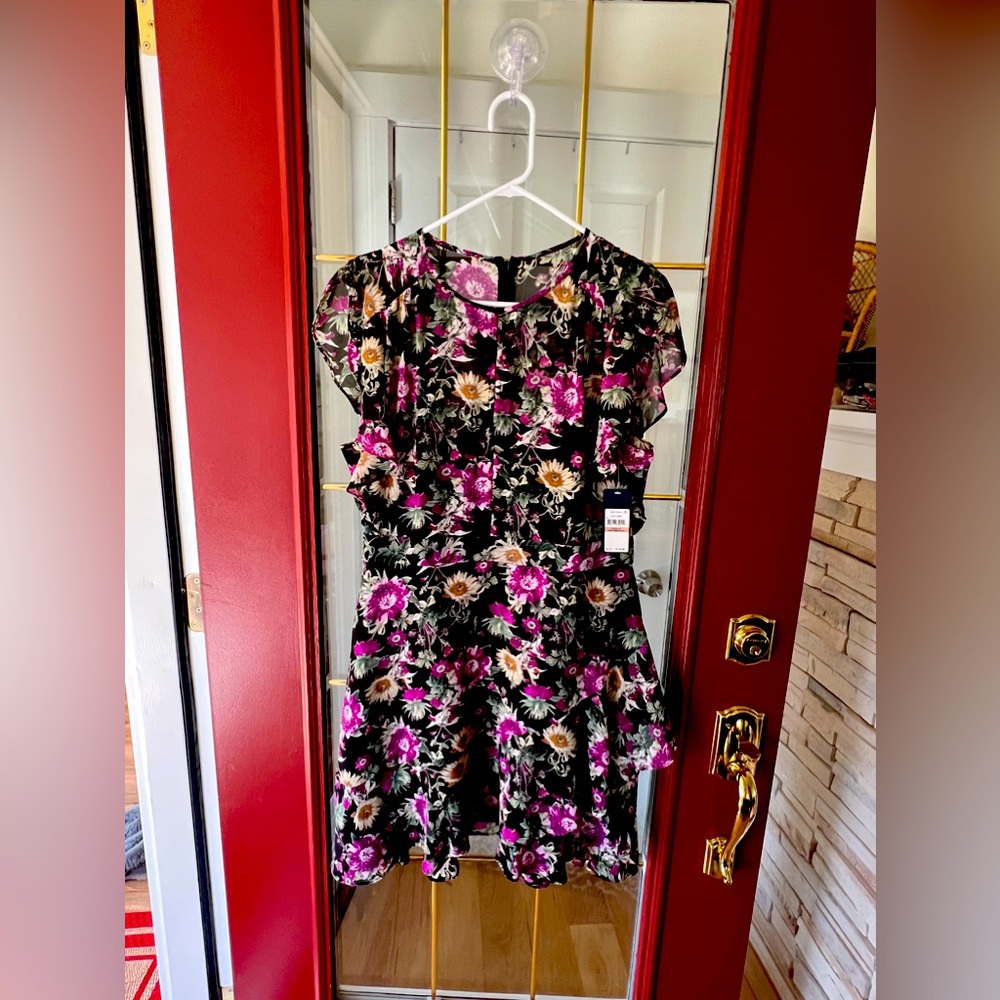Rachel Roy Womens 12 Black Combo Lora Floral Print Dress NEW with tags